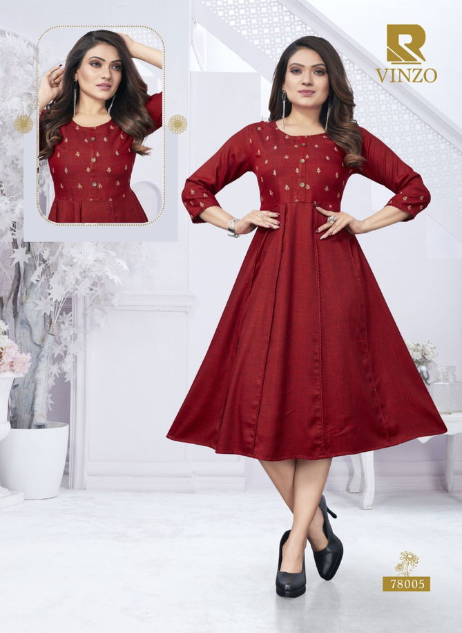 Raashi Vinzo Rayon Regular wear Latest Anarakali Kurti Collection